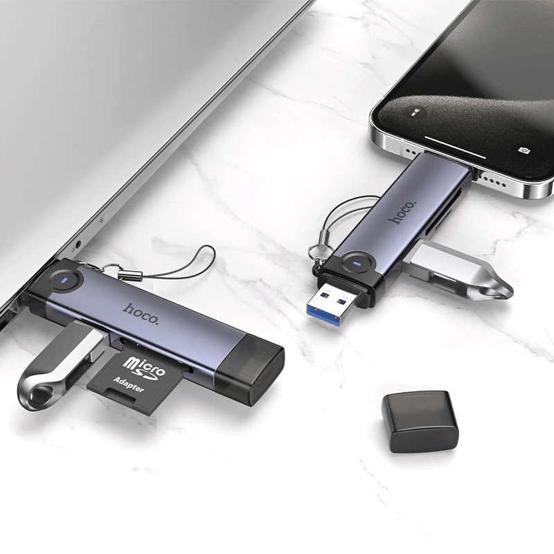 การ์ดรีดเดอร์ 3IN1 HOCO HB56 USB + TYPE-C อ่าน SD CARD, MICRO SD CARD, USB FLASH DRIVE รองรับ OTG ความเร็วสูง 5GBPS_9